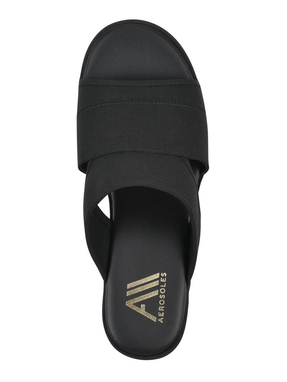 AEROSOLES Black Elastic Crossover Slide Sandals | Size 9